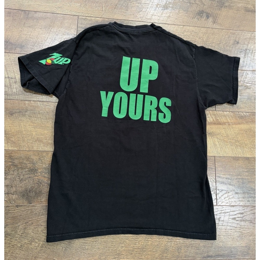 Vintage 7 Up Soda Take 7 Up Yours Funny Slogan Graphic Tee Black Large